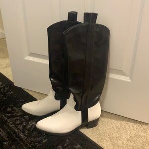 Nasty Gal Black & White Cowboy Boots